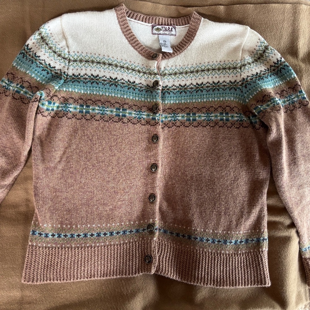 Vintage Tiara fair isle ramie/cotton cardigan